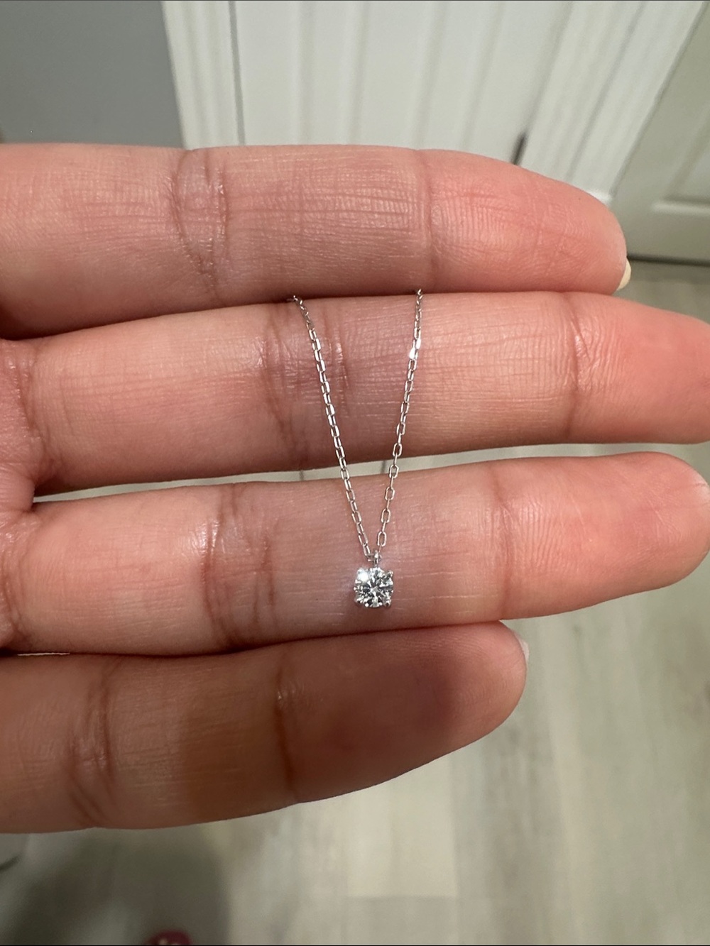Classic Solitaire Pendant Necklace - 14k white gold. Lab grown Diamond 0.16ct